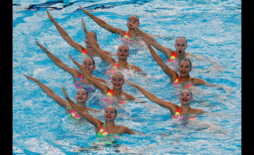 La ronda preliminar de nado sincronizado libre en equipos del Mundial de Natación en Budapest. Foto: Reuters