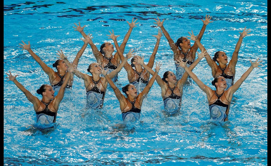 La ronda preliminar de nado sincronizado libre en equipos del Mundial de Natación en Budapest. Foto: Reuters
