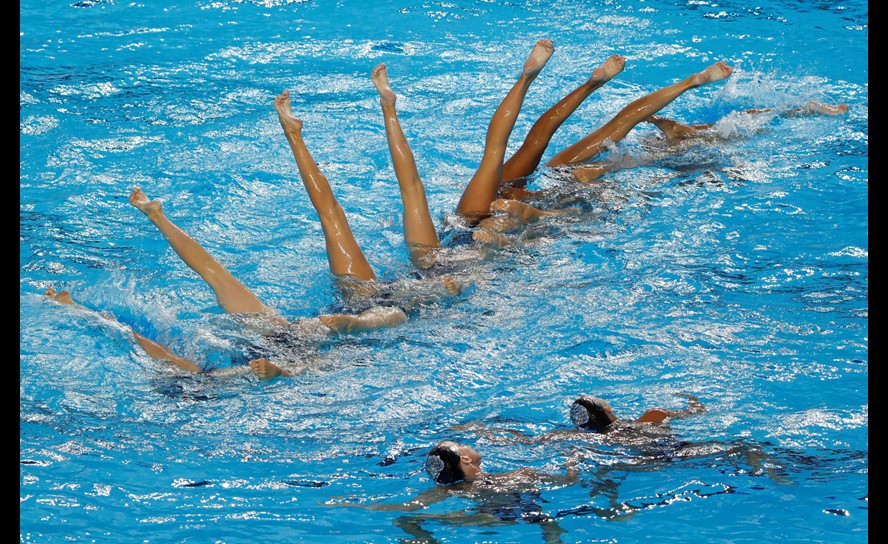 La ronda preliminar de nado sincronizado libre en equipos del Mundial de Natación en Budapest. Foto: Reuters