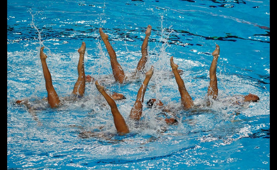 La ronda preliminar de nado sincronizado libre en equipos del Mundial de Natación en Budapest. Foto: Reuters
