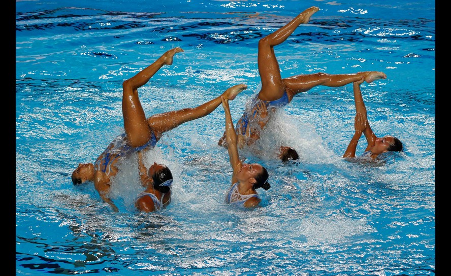 La ronda preliminar de nado sincronizado libre en equipos del Mundial de Natación en Budapest. Foto: Reuters