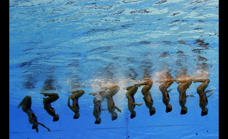 La ronda preliminar de nado sincronizado libre en equipos del Mundial de Natación en Budapest. Foto: Reuters