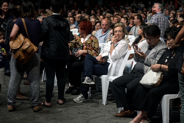 La ministra María Julia Muñoz en el espectáculo que ofreció la La Orquesta Filarmónica de Montevideo. Foto: Fernando Ponzetto