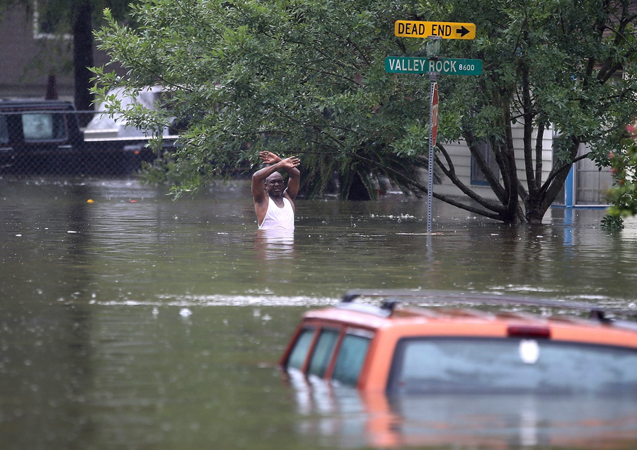 Houston: la cuarta ciudad de EE.UU. tiene zonas totalmente inundadas. Foto: AFP