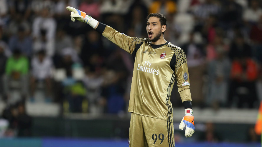 Gianluigi Donnarumma en el partido del Milan. Foto: AFP