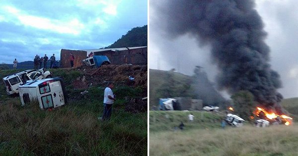 Accidente dejó al menos 21 muertos en Brasil. Foto: Twitter @gazetaonline