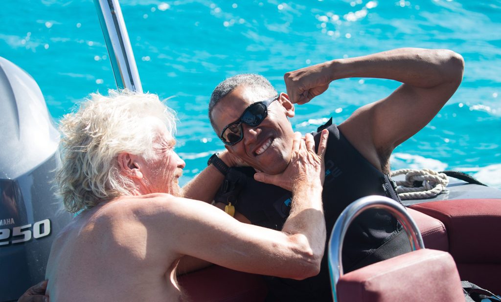 Richard Branson y Barack Obama. Foto: Jack Brockway/Virgin Handout
