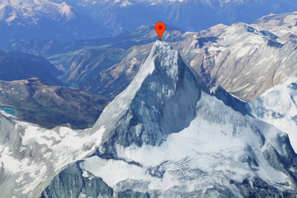 Google Earth da información sobre diferentes puntos del mundo, como montañas. Foto: Captura