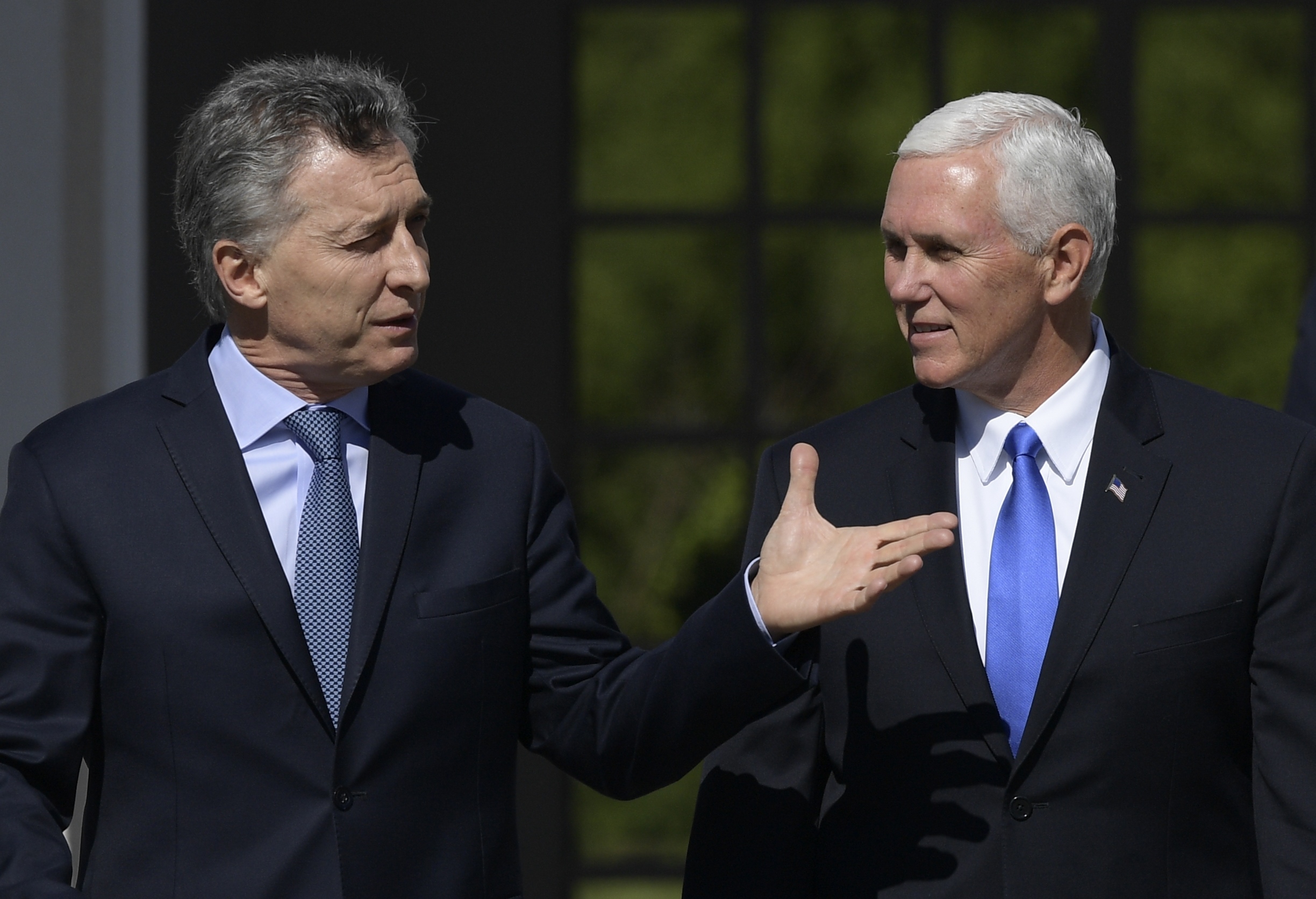 Mike Pence Junto a Mauricio Macri. Foto: AFP