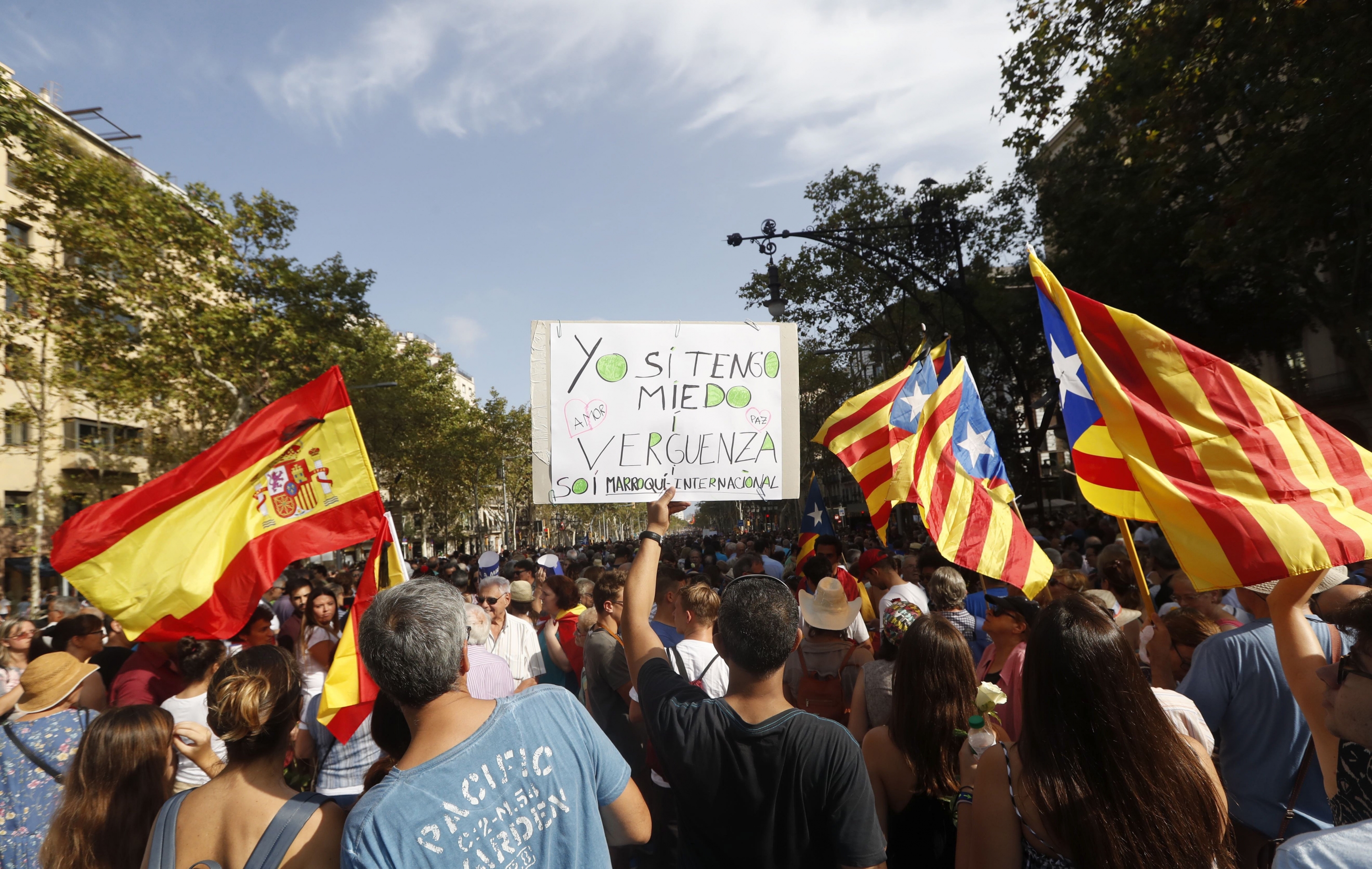 Manifestación contra los atentados yihadistas en Cataluña.Foto:EFE