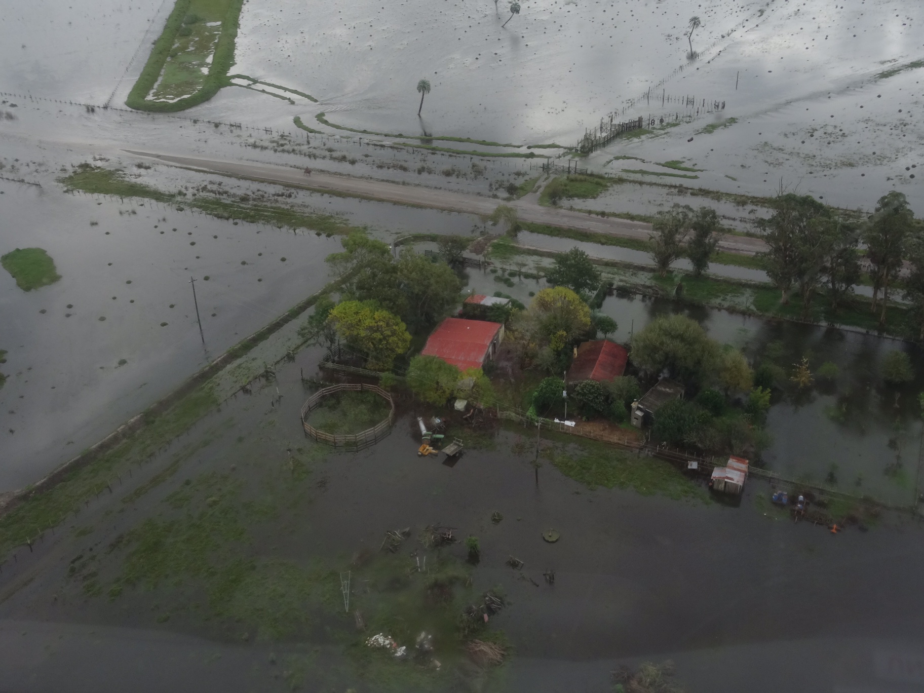Río Cebollatí desbordado en Lascano. Foto: Ricardo Figueredo