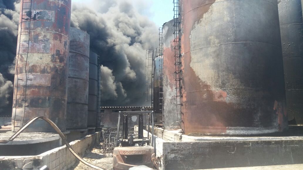Explosión en una fábrica de pintura en Barros Blancos. Foto: Ministerio del Interior.