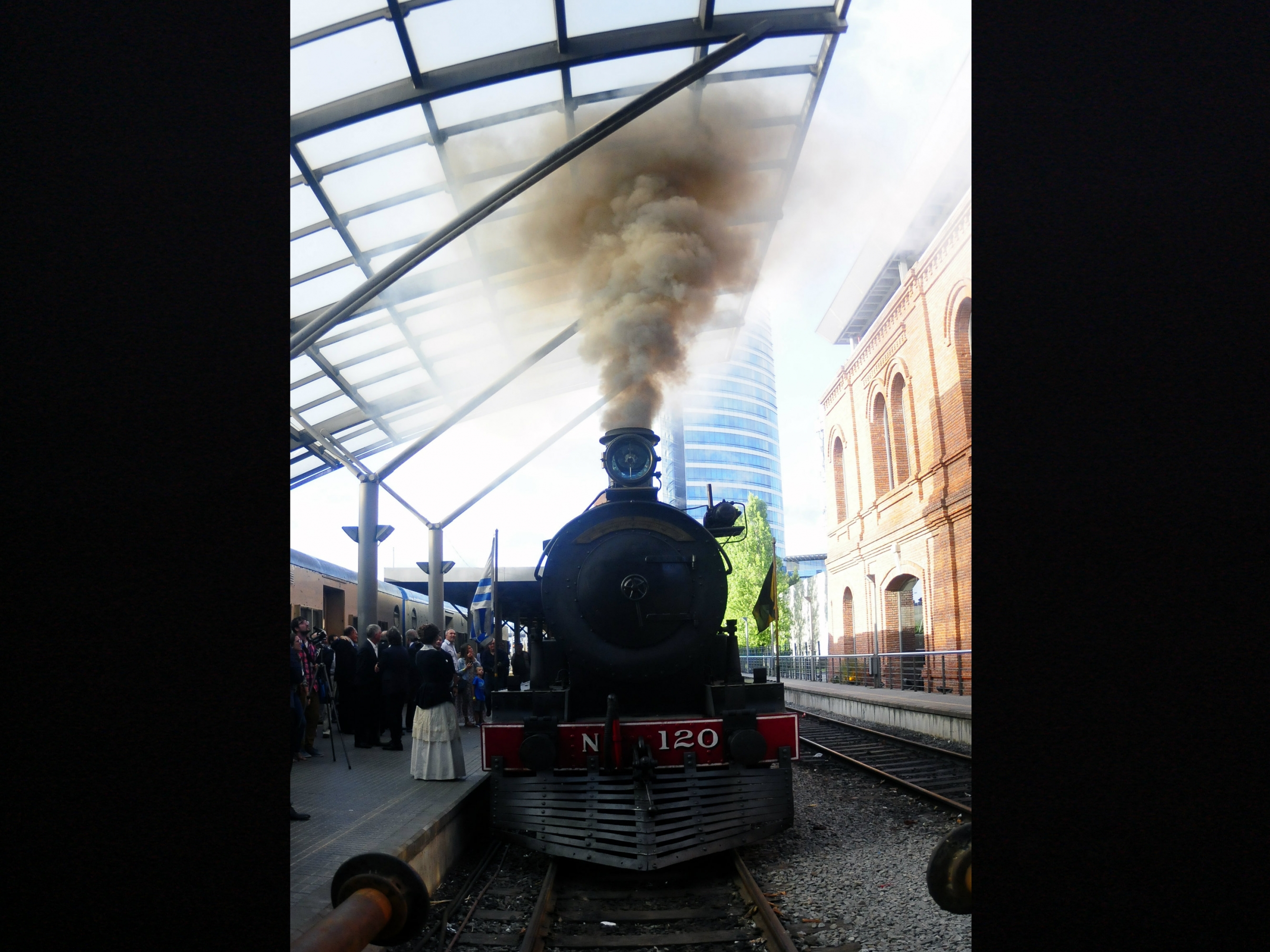La locomotoria de 1910 que hizo el viaje a Estación Peñarol. Foto: F. Ponzetto