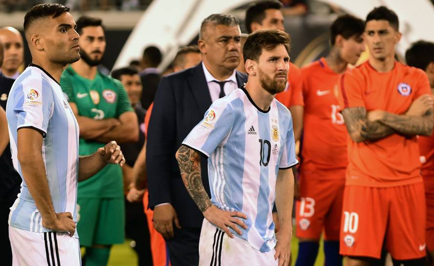 Lionel Messi tras la final entre Chile y Argentina. Foto: AFP