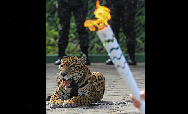 Juma posa junto a la antorcha olímpica. Foto: Reuters