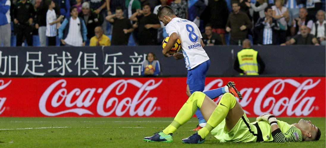 Michael Santos tras su gol en el Málaga. Foto: EFE