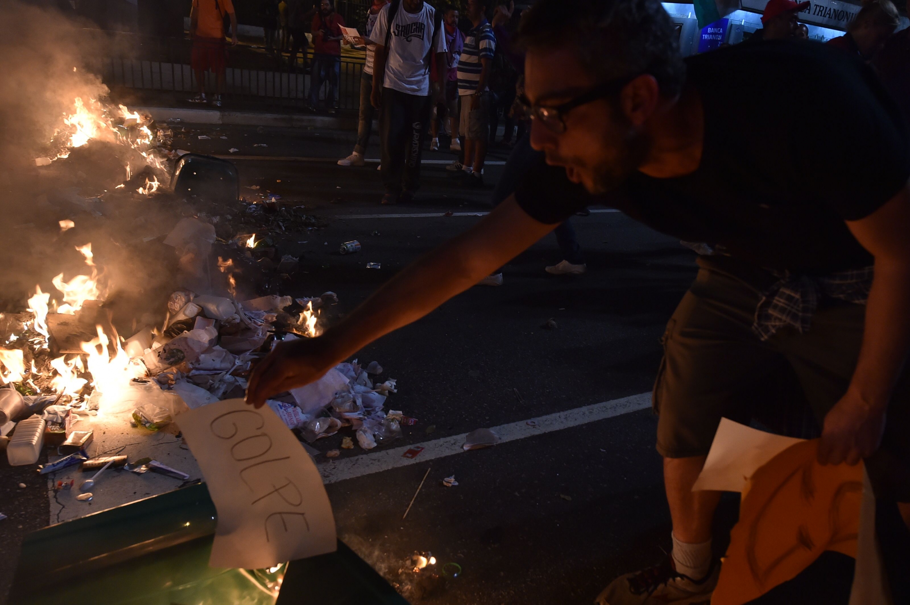 Manifestación en contra de la destitución de Rousseff en San Pablo. Foto: AFP