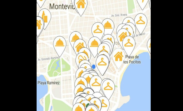 La aplicación cuenta con un mapa que permite ver la ubicación de todas las ofertas. 