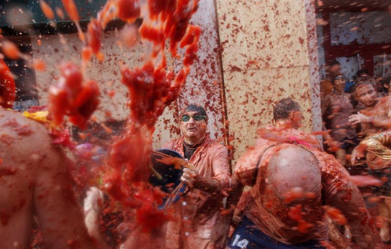 Tomatina en Buñol. Foto: EFE