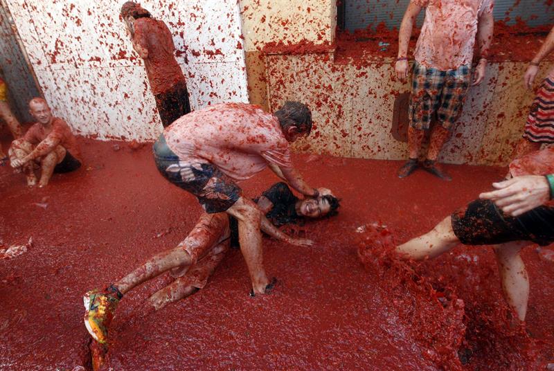 Tomatina en Buñol. Foto: EFE