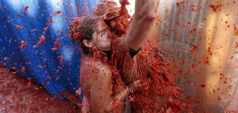 Tomatina en Buñol. Foto: EFE