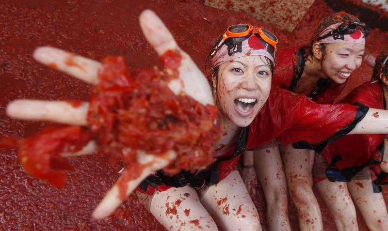 Tomatina en Buñol. Foto: EFE