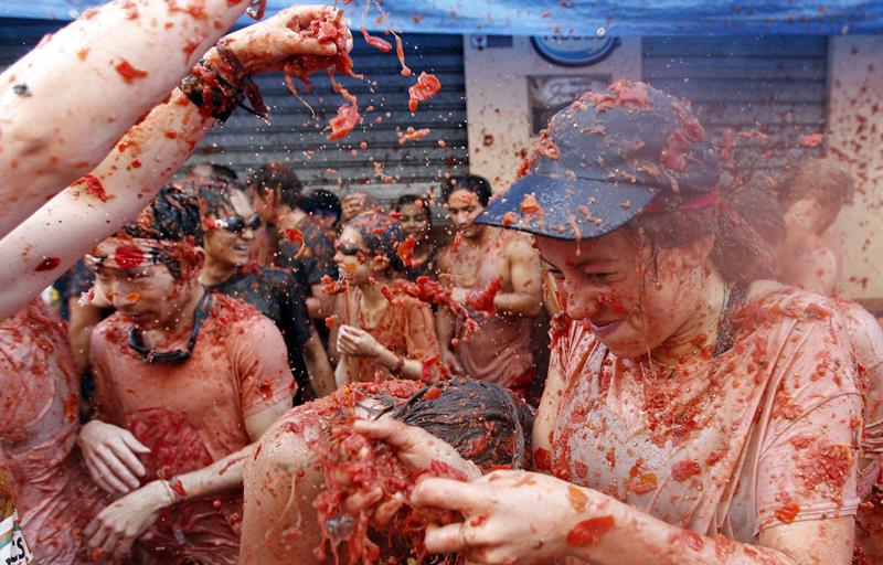 Tomatina en Buñol. Foto: EFE