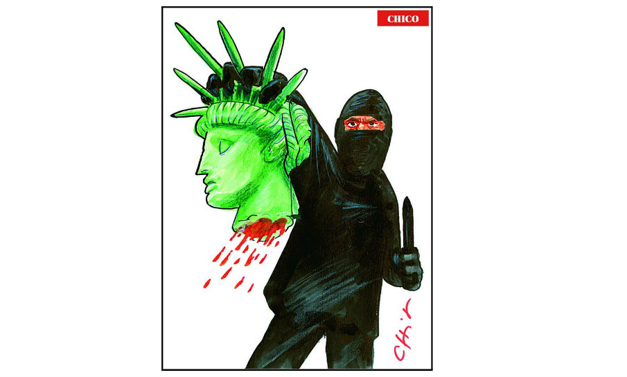 Caricaturas contra el ataque terrorista. Chico Caruso - O Globo (Brasil)