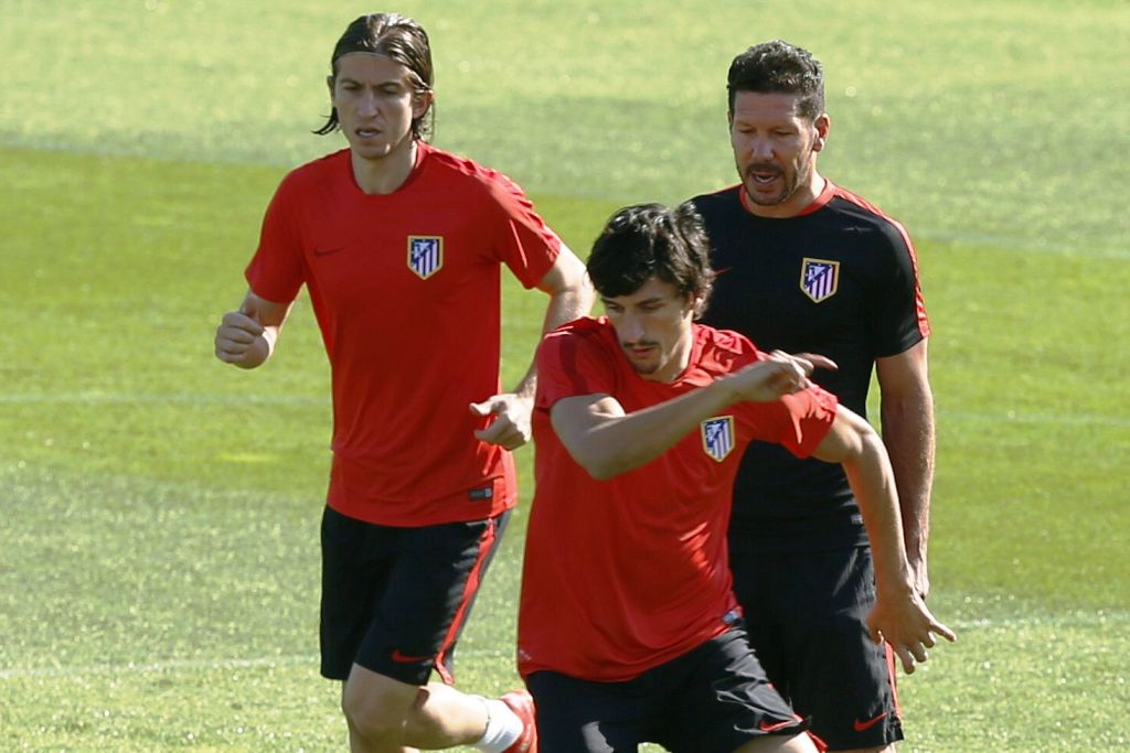 Simeone en la práctica del Atlético. Foto: EFE