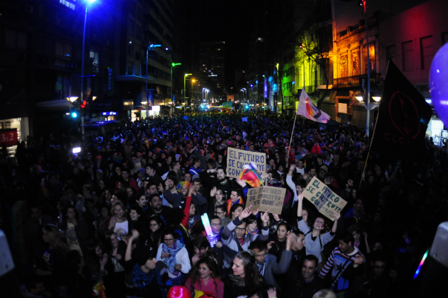 Marcha de la Diversidad por el centro de Montevideo. Foto: Fernando Ponzetto