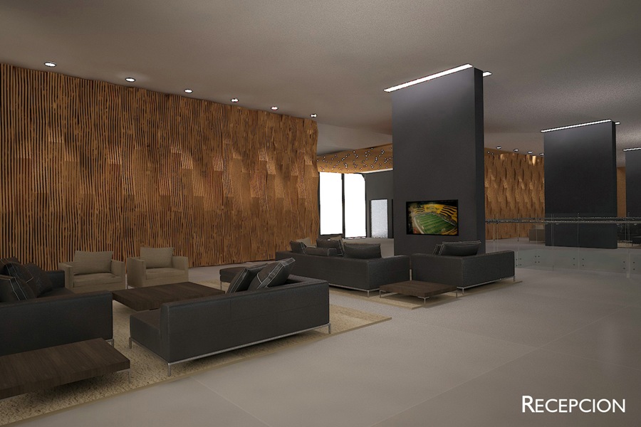 Recepción y área común de la zona de palcos.