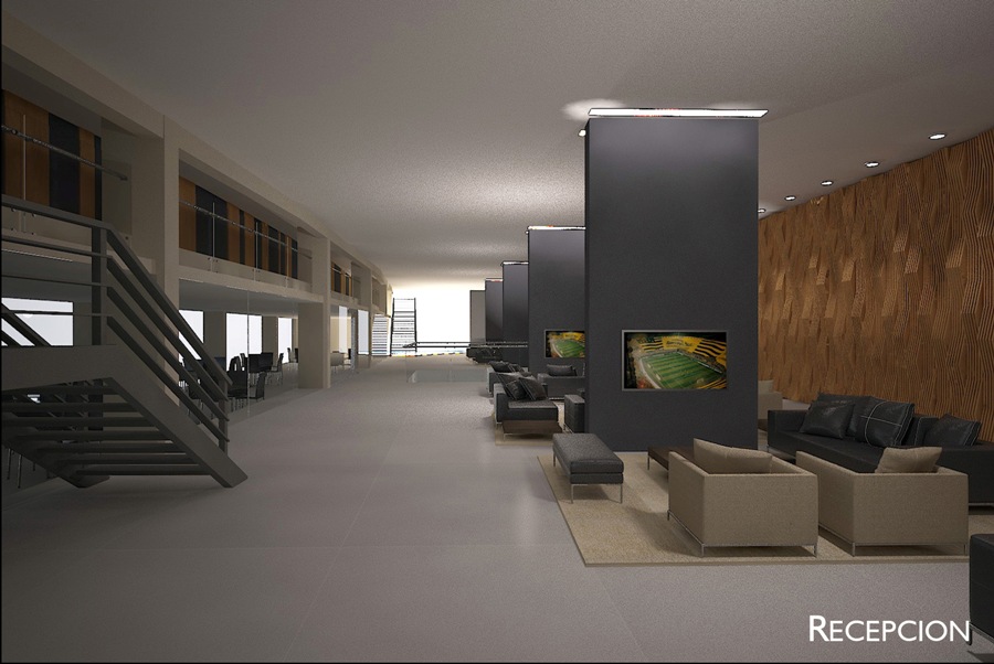 Recepción y área común de la zona de palcos.