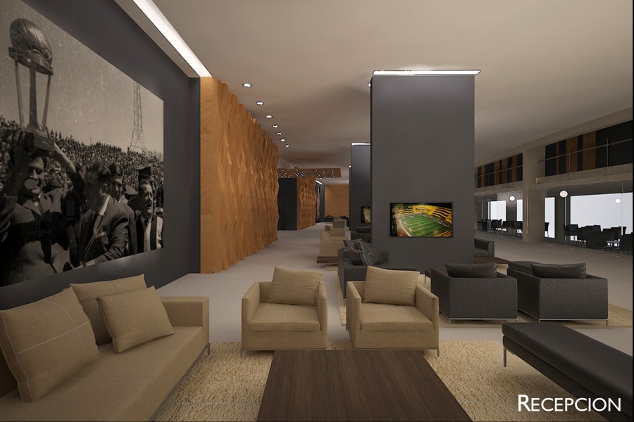 Recepción y área común de la zona de palcos.