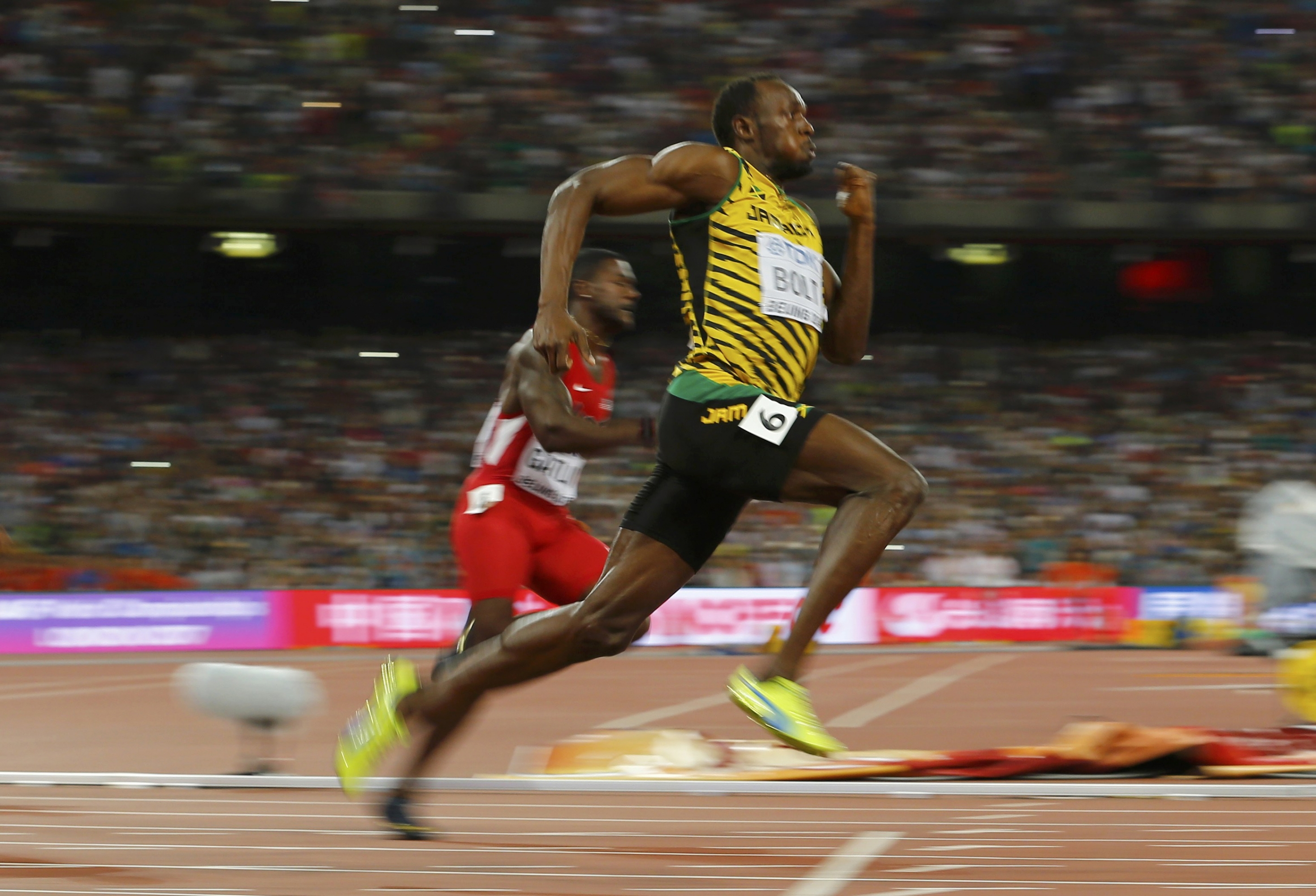 Usain Bolt en la final de 200 metros en el Mundial de Beijing. Foto: Reuters.