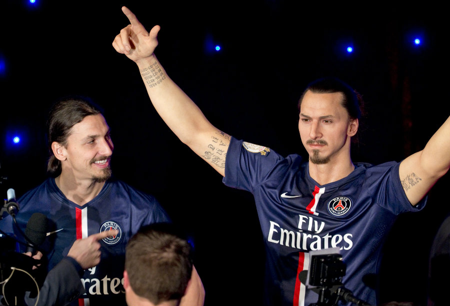 Zlatan Ibrahimovic en la presentación de su estatua de cera. Fotos: AFP/Reuters
