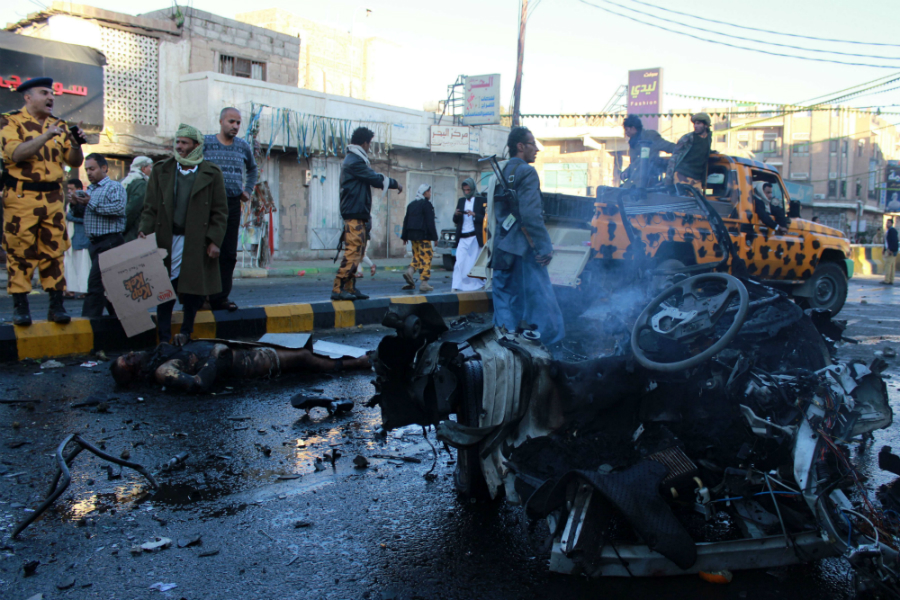Atentado contra academia de Policía en Yemen. Foto: AFP