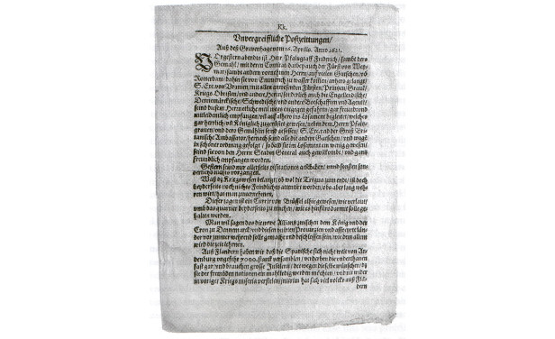 Uno de los primeros números del Frankfurter Postzeitung, diario alemán fundado en 1615