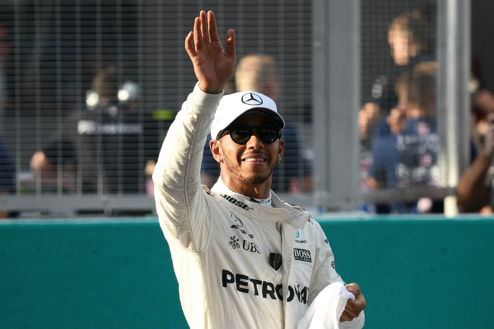 Lewis Hamilton al ganar el Gran Premio de Malasia. Foto: AFP