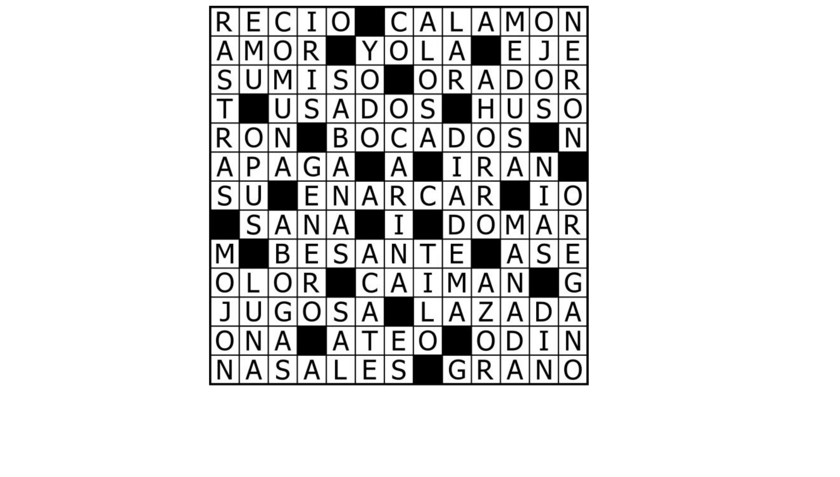 Solución crucigrama