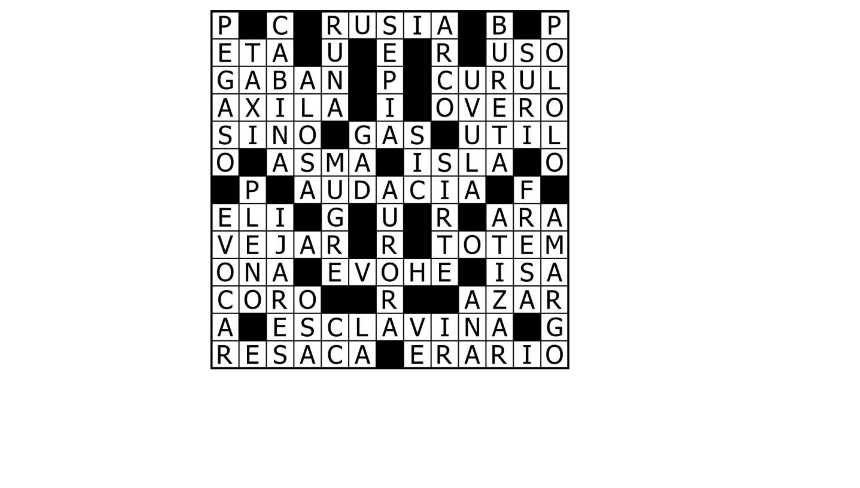 Solución crucigrama