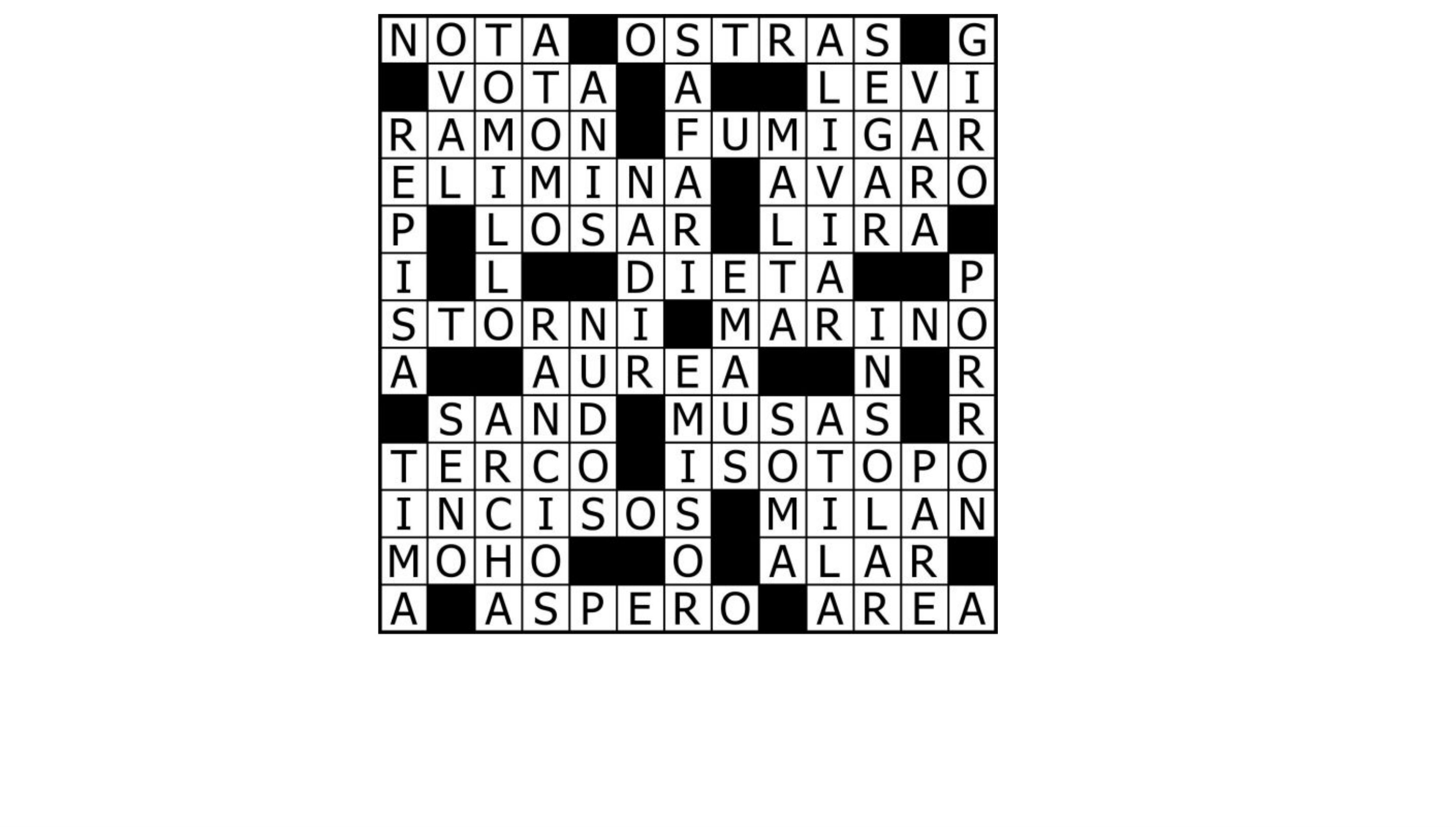 Solución crucigrama