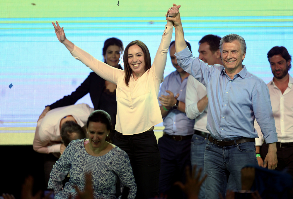 Vidal y Macri celebran la gran victoria. Foto: Reuters