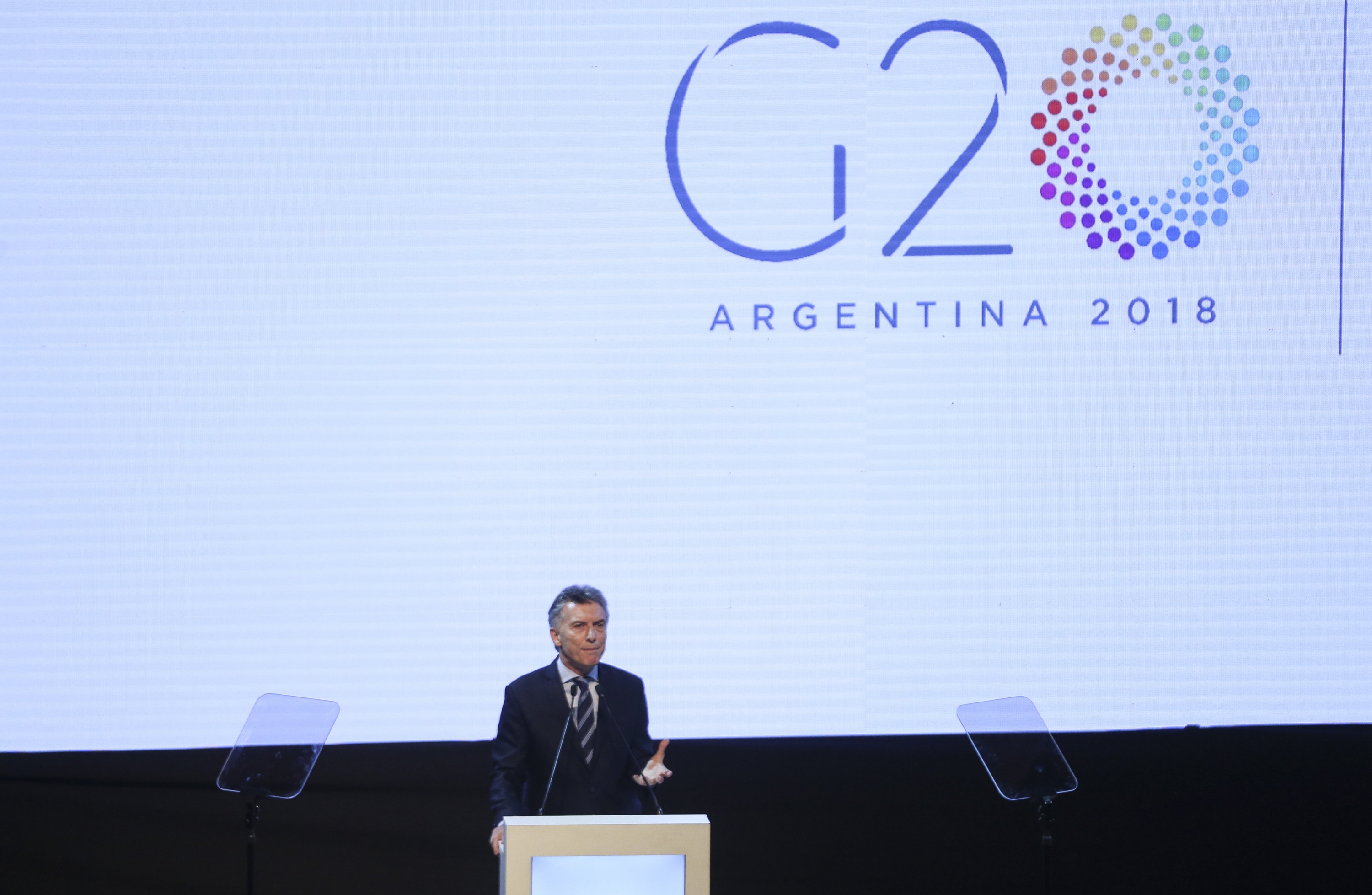 El presidente argentino en el acto en el que asume la conducción del G20. Foto: EFE
