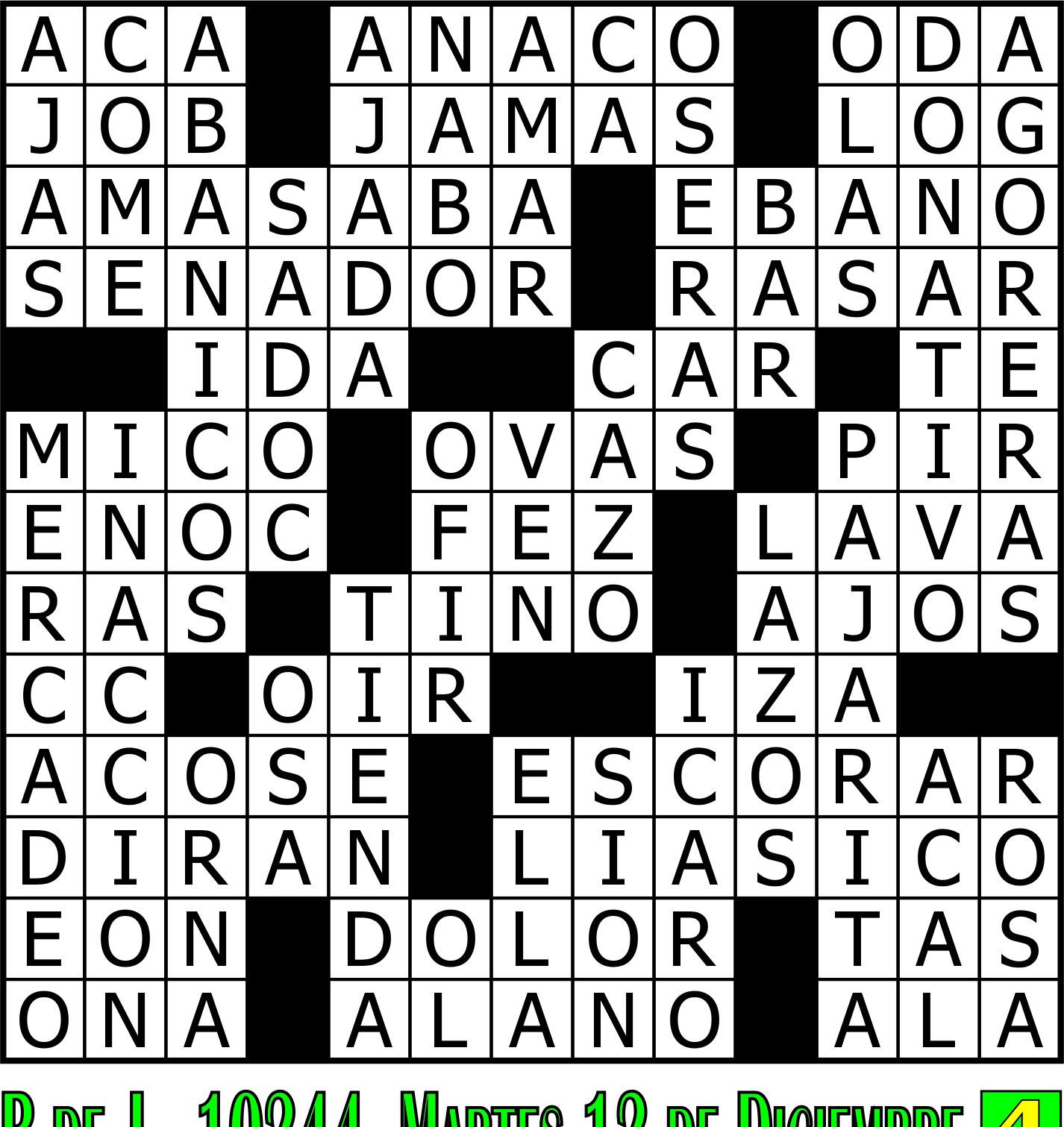 Solución crucigrama