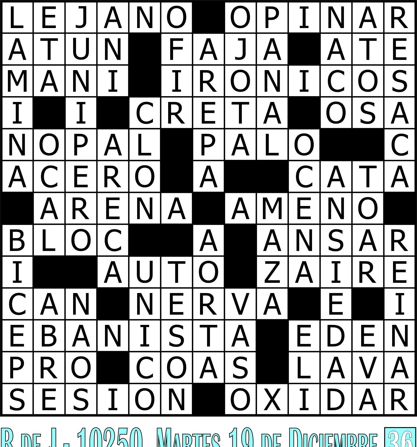 Solución crucigrama