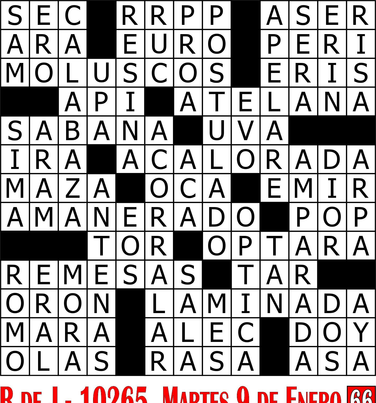 Solución crucigrama