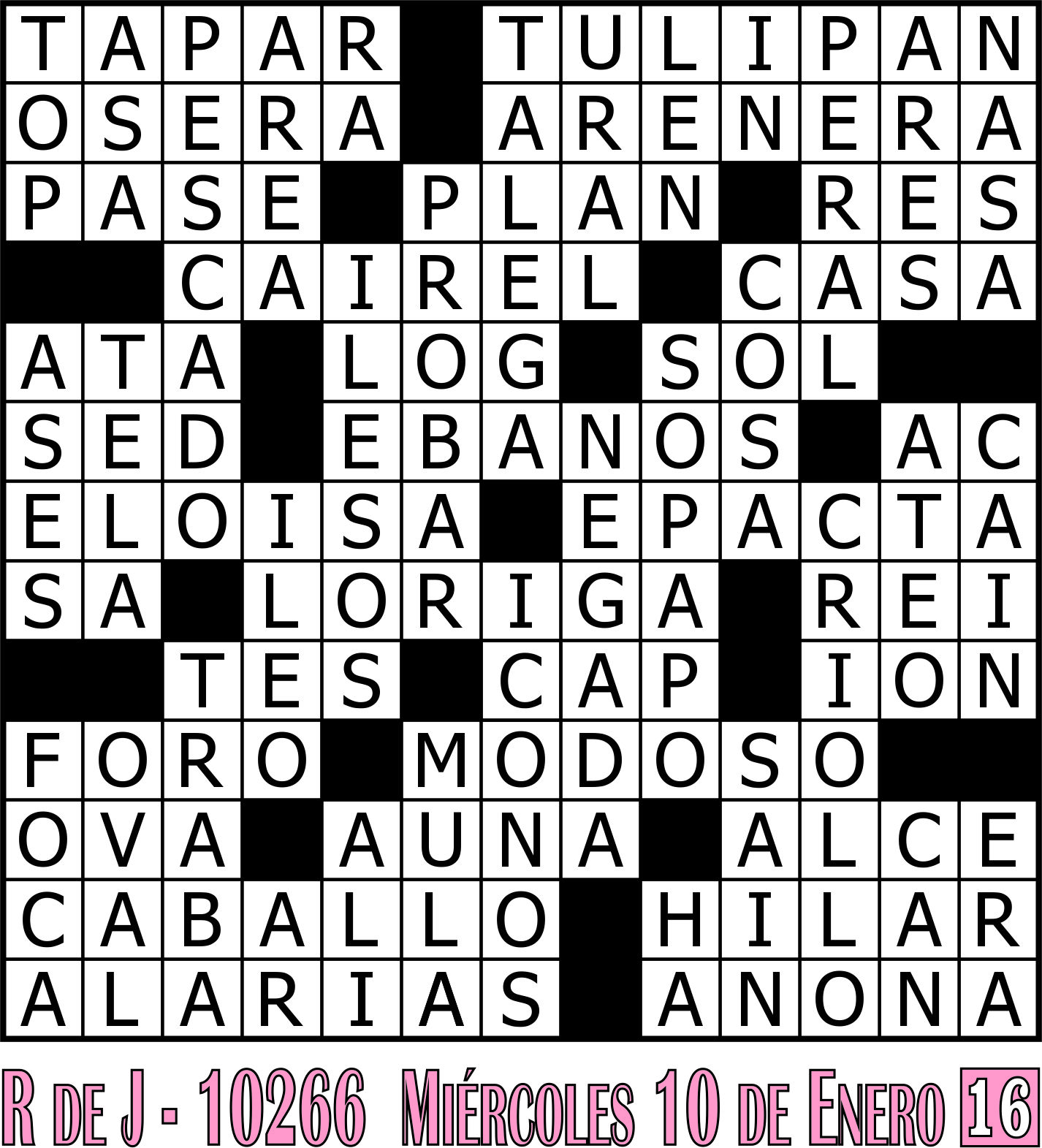 Solución crucigrama