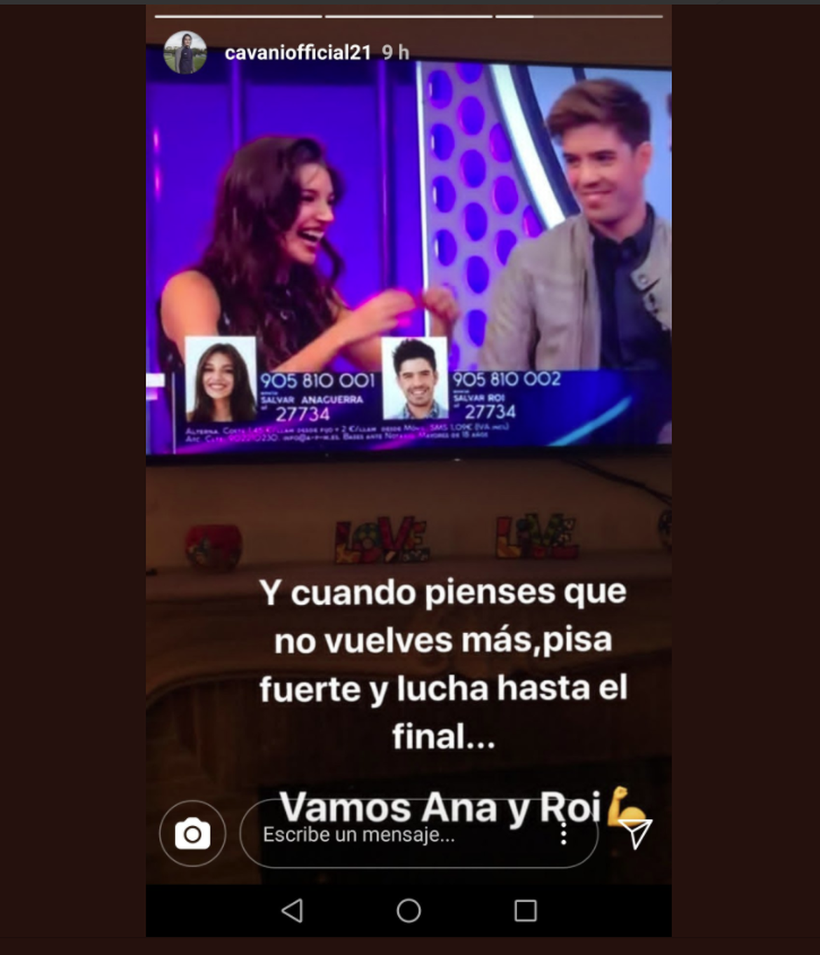 Edinson Cavani es fanático de Operación Triunfo. Foto: @cavaniofficial21