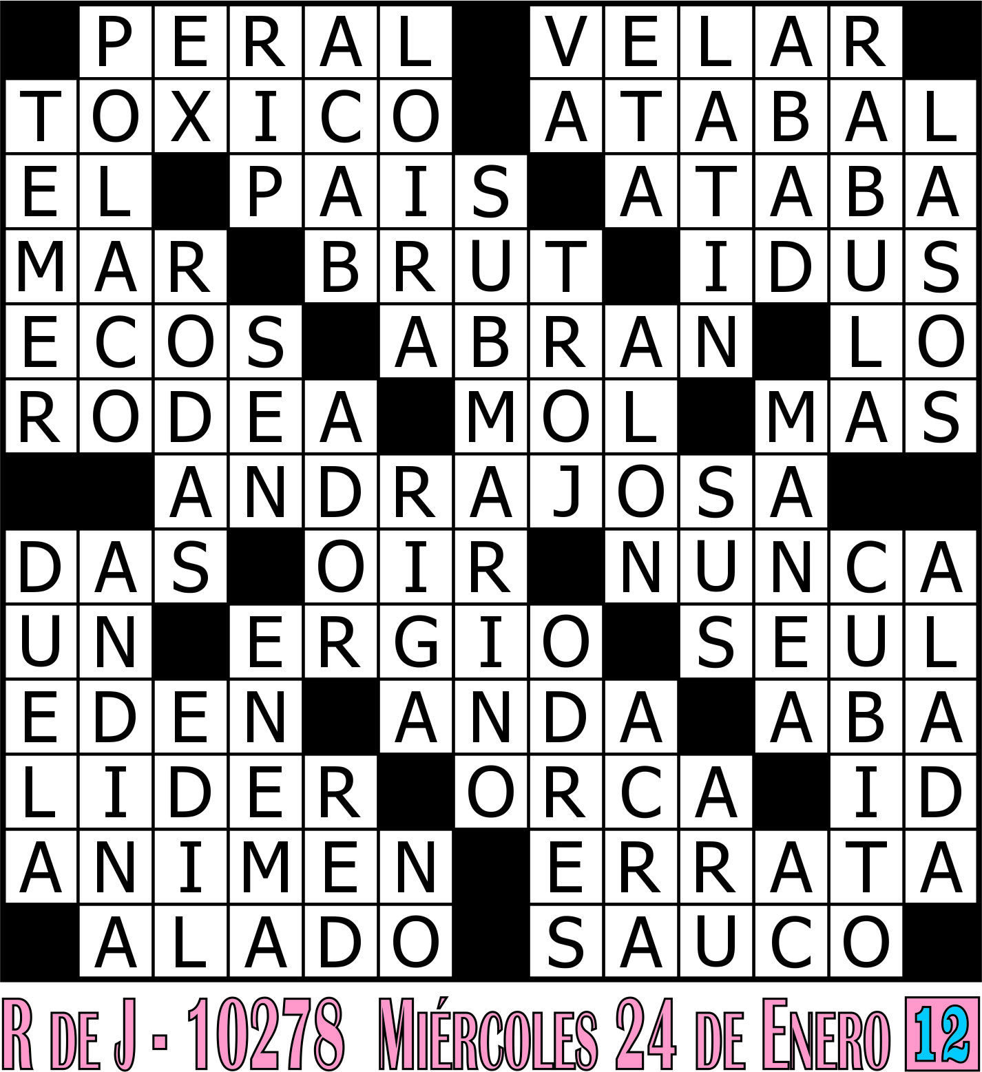 Solución crucigrama