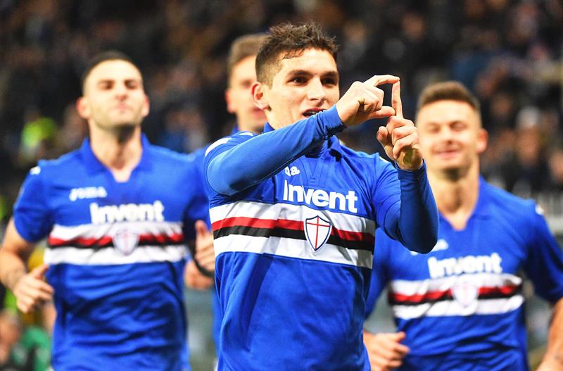 Lucas Torreira marca un gol para Sampdoria. Foto: EFE
